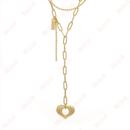 gold necklace heart shape alloy